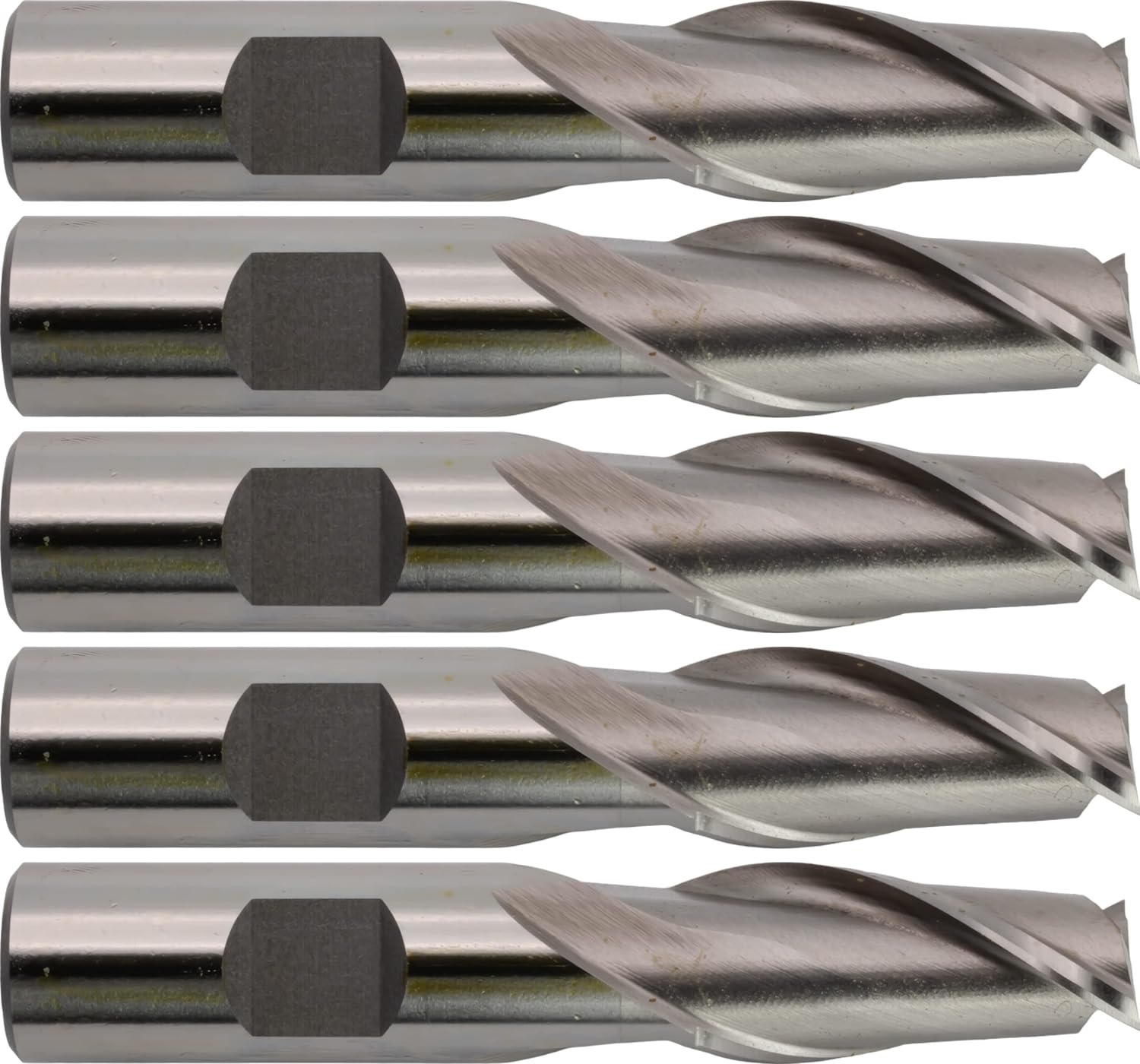 5 M42 Cobalt End Mills, Square Nose, Bright (Uncoated) Finish, 5/8" Cut