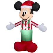 5 ft Mickey in Striped Shirt Christmas Airblown Yard Inflatable, Multicolor, by Disney