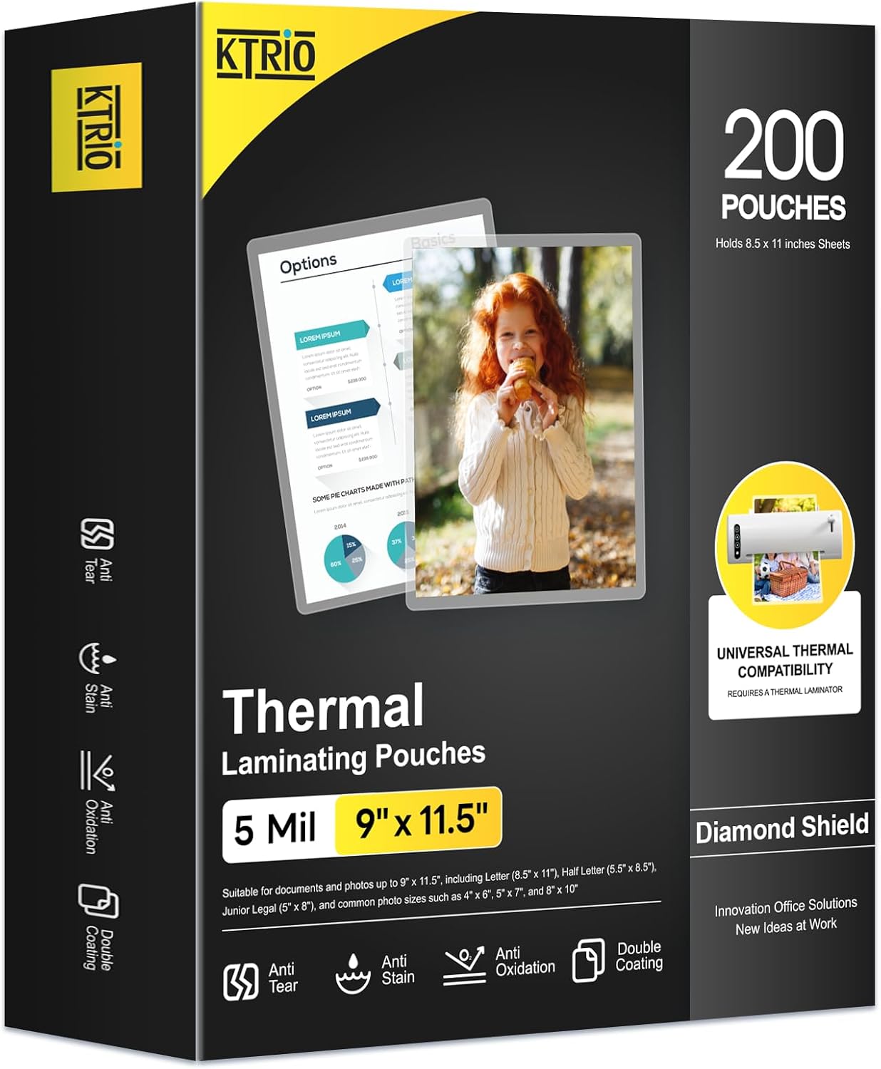 Thermal Laminating Pouches, 9 X 11.5 Inches, Matte Finish, 5 Mil Thick