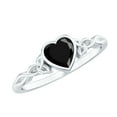 thumbnail image 1 of Rosec Jewels 5 MM Bezel Set Heart Shape Solitaire Created Black Diamond Celtic Ring, 10K White Gold, US 4.00, 1 of 8