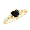 thumbnail image 1 of 5 MM Bezel Set Heart Shape Solitaire Created Black Diamond Celtic Ring, 14K Yellow Gold, US 11.50, 1 of 8