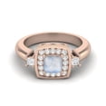 thumbnail image 1 of 5 MM Cushion Natural Moonstone 925 Sterling Silver Rose Vermeil Side Stone Women Mother's Day Gift Bridal Ring, 1 of 3