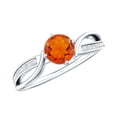 thumbnail image 1 of Rosec Jewels Natural Fire Opal Promise Ring - Opal Diamond Ring for Women - AAA Quality - Ready to Gift, 925 Sterling Silver, US 4.00, 1 of 9
