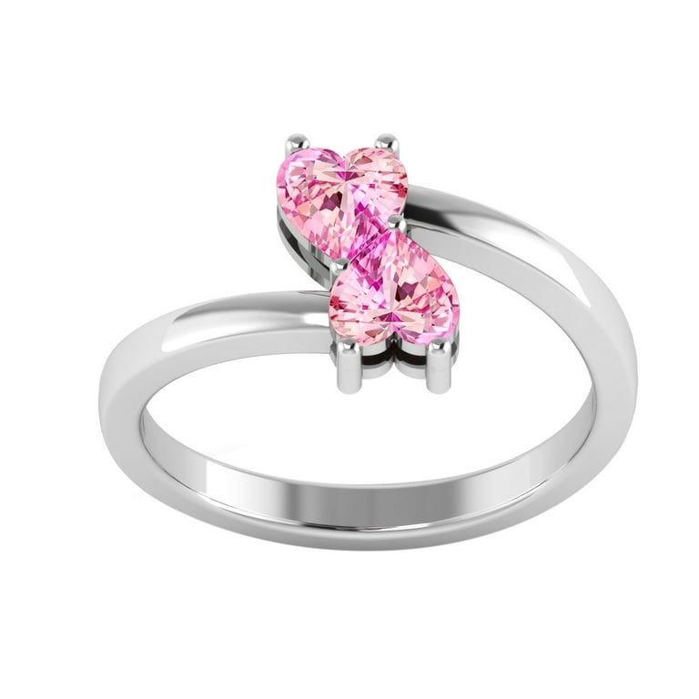 Pink Heart-Shaped Gemstone Open Ring