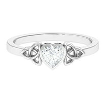 Rosec Jewels 5 MM Lab Grown Diamond Heart Promise Ring - EF-VS Grade - Ready to Gift, 925 Sterling Silver, US 4.00