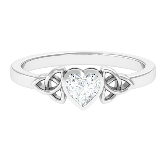 Rosec Jewels 5 MM Lab Grown Diamond Heart Promise Ring - EF-VS Grade - Ready to Gift, 925 Sterling Silver, US 4.00