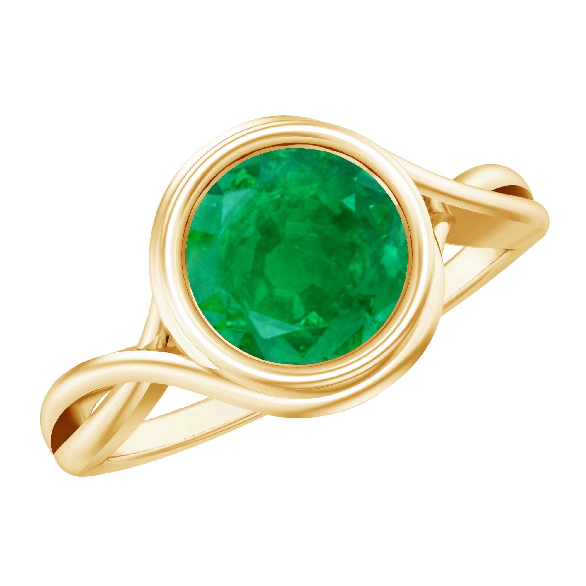 Rosec Jewels 5 MM Round Cut Solitaire Emerald Ring in Bezel Setting ...