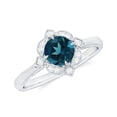 thumbnail image 1 of Rosec Jewels 5 MM Round London Blue Topaz Vintage Engagement Ring with Diamond, 14K White Gold, US 4.00, 1 of 9