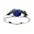thumbnail image 1 of 5 MM Round Shape Blue Sapphire 925 Sterling Silver Split Shank Solitaire Women Valentines Day Gifts Ring, 1 of 3