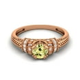 thumbnail image 1 of 5 MM Round Shape Lemon Quartz 925 Silver Rose Plated Valentines Day Gifts Blossom Design Ring, 1 of 4