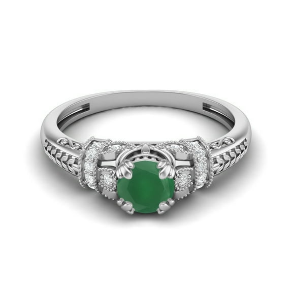 5 MM Round Shape Natural Green Onyx 925 Sterling Silver Blossom Design Mother's Day Gift Ring