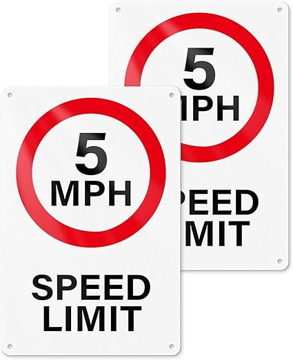 5 MPH Speed Limit Signs 300 mm × 200 mm Aluminum Self-adhesive Outdoor ...