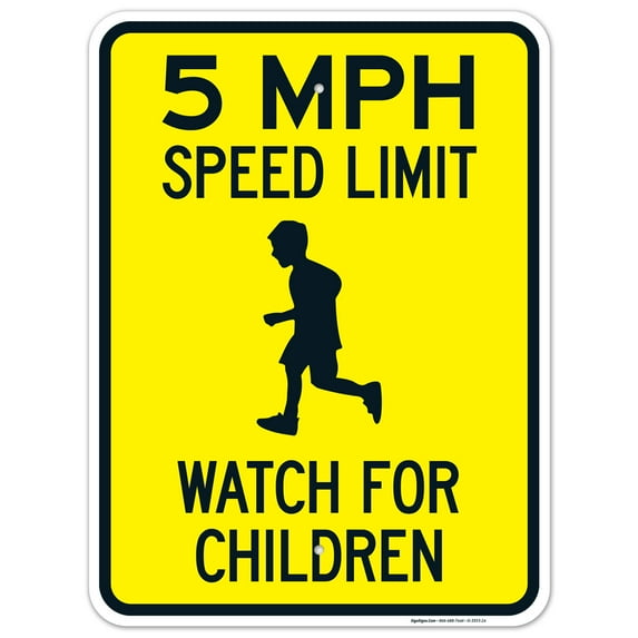 5 MPH Speed Limit Watch For Children Sign, Traffic Sign, 18x24 Aluminum
