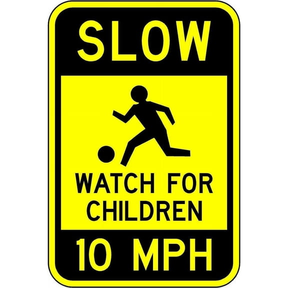 5 MPH Speed Limit Watch for Children Sign 12 X 16-3M High Intensity Prismatic Reflective Sheeting - A Real Sign - 10 Year 3M Warranty