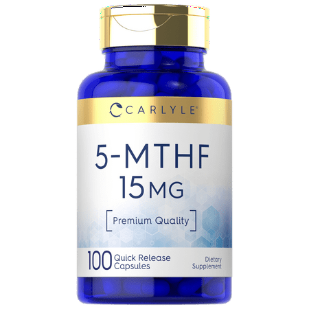 5-MTHF Supplement 15mg | 100 Capsules | L-Methylfolate | Non-GMO, Gluten Free | by Carlyle