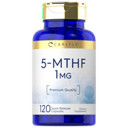 5-MTHF Supplement 1mg | 120 Capsules | L-Methylfolate | Non-GMO, Gluten Free | by Carlyle