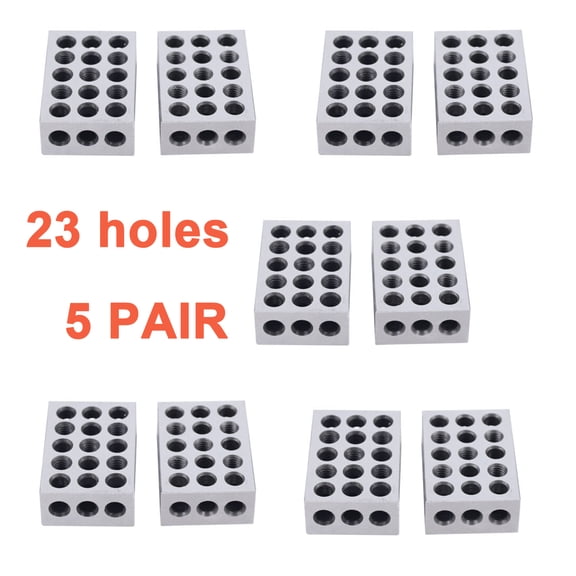5 Matched Pairs Ultra Precision 1-2-3 Blocks Set 23 Holes 0.0001" Machinist