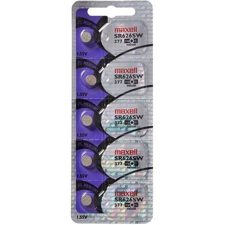 5 Maxell SR626SW 377 Silver Oxide Watch Batteries