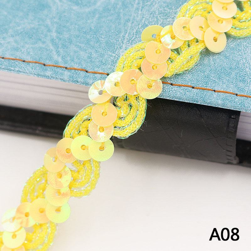 5 Meter 15 mm Round Sequins Fabric Lace Trim Ribbons for Wedding Party Decoration Cloth Crafts