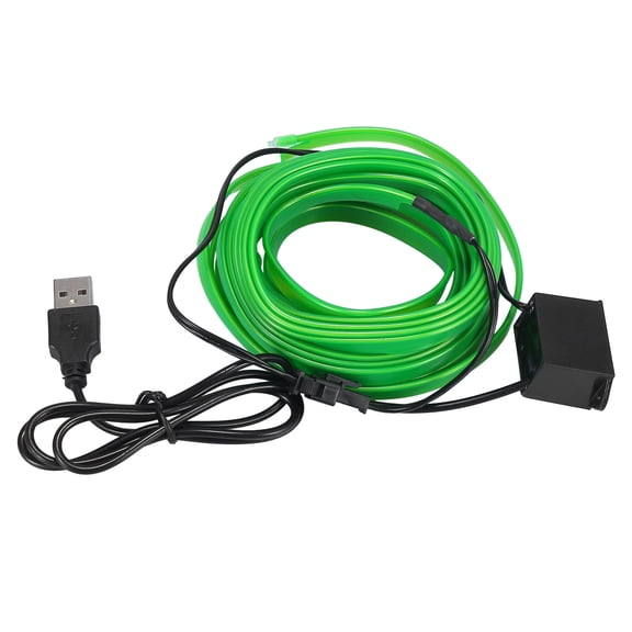 5 Meter/16ft Interior USB Neon EL Wire String Strip Green Cold Light Glow String Strip Set for Car