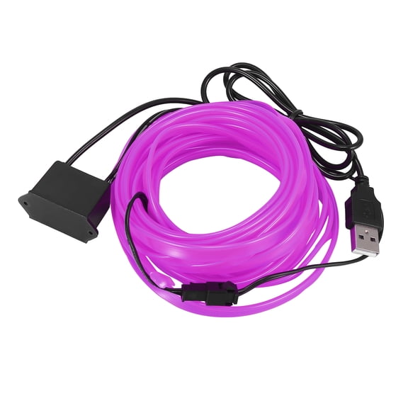 5 Meter/16ft Interior USB Neon EL Wire String Strip Purple Cold Light Glow String Strip Set for Car