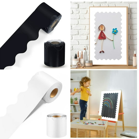 5-Meter Bulletin Border Trim Paper Roll, Chalkboard Style Wall Decor for School Classroom and Notice Board Edging