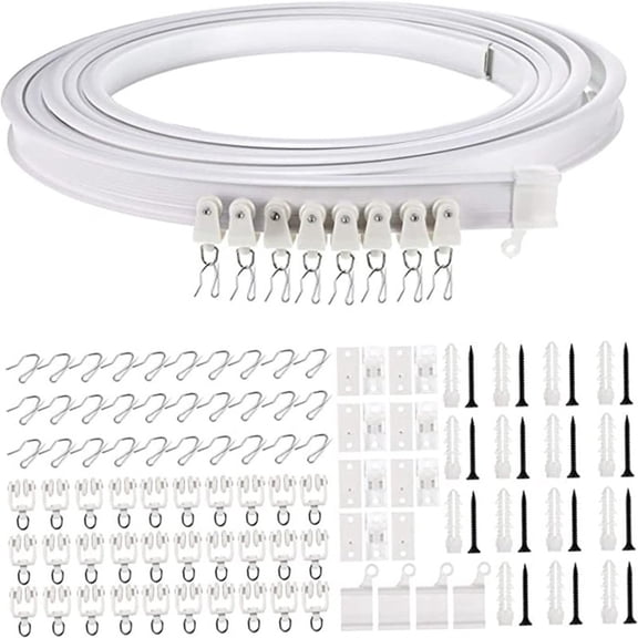 Completing Ceiling Mount Curtain Track Set for Flexible Window Dressings Solution Curtain Rails with Rollers Hook Set