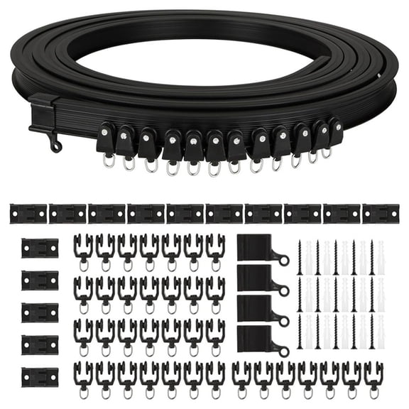 5 Meter Curtain Track with Fittings for Flexible Window Dressings and Space Division Ceiling Rails with Rollers Brackets