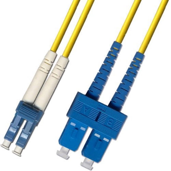5 Meter Singlemode Duplex Fiber Optic Cable (9/125) - LC to SC - Yellow