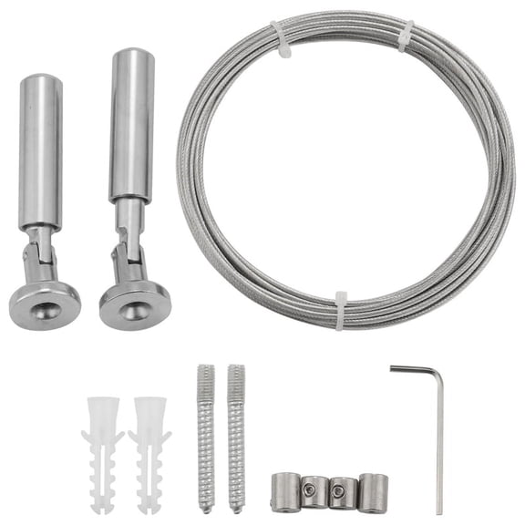 5 Meter Stainless Steel Curtain Wire Rod Set, Wall Mount Tension Hanging Wire for Curtain, Photo, Art Display, Clothesline & Multi-Crafts