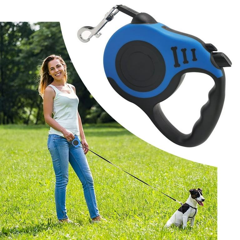 5 Meters Retractable Dog Lead Extendable with Non Slip Handle Blue