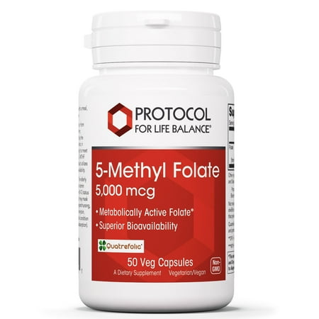 5-Methyl Folate, 5,000 mcg , 50 Veg Capsules, Protocol for Life Balance
