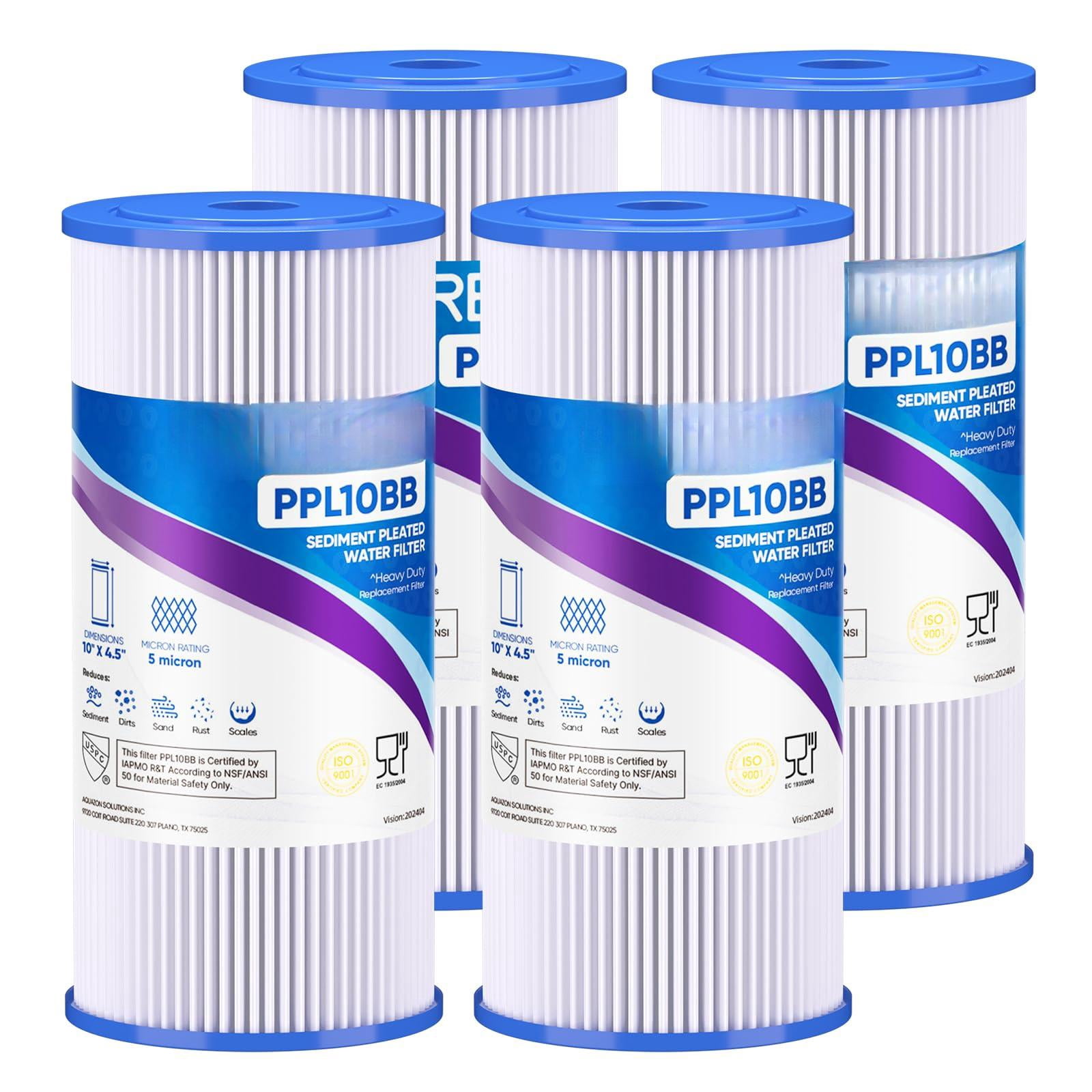 5 Micron 10" X 4.5" Whole House Pleated Sediment Filter For Well Water  Replacement Ge Fxhsc Culligan R50-bbsa Pentek R50-bb Dupont Wfhdc3001 W50pehd Gxwh40l 4pack