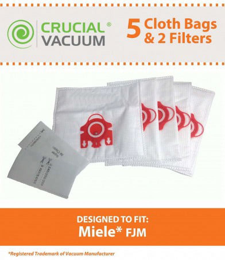 5-Cloth Bags and 2-Filters Replacement for Miele FJM Deluxe, Compatible with Part 7291640 5-Cloth Bags and 2-Filters Replacement for Miele FJM Deluxe, Compatible with Part 7291640
