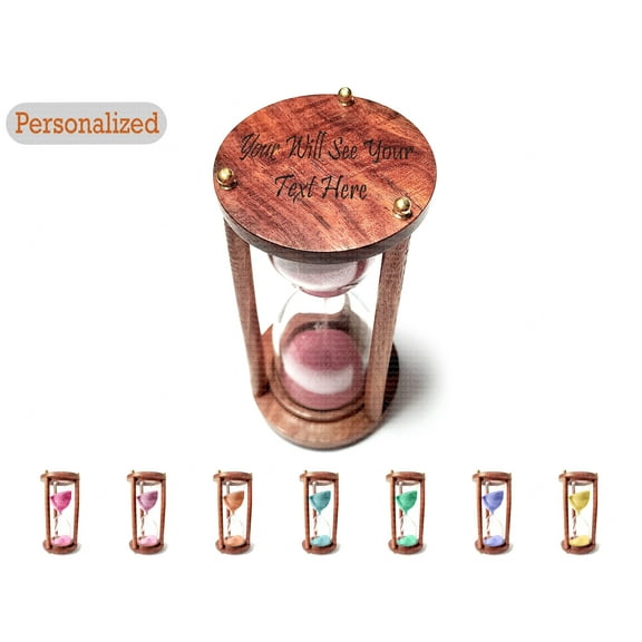 5 Min Custom Handmade Wooden Hourglass Sand timer, Personalized Birthday Vintage