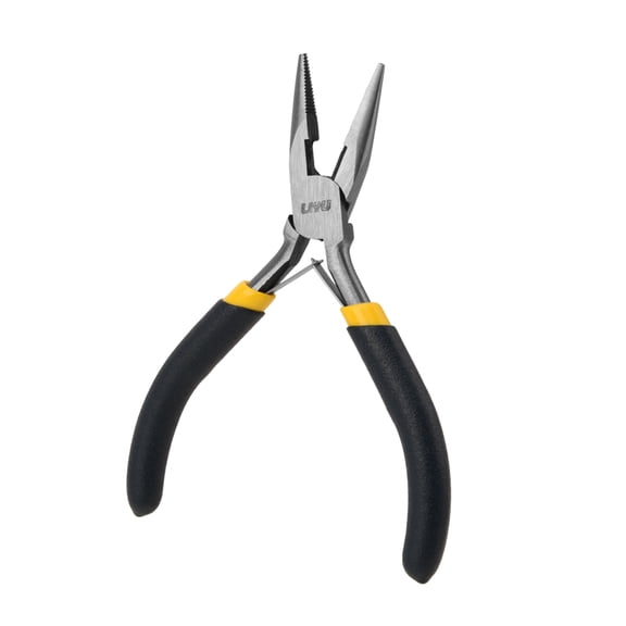 5" Mini Needle Nose Pliers - 125mm High Carbon Steel Serrated Jaw, Non-Slip Handle Spring Loaded Precision Tool for Jewelry, Electronics & Home Use