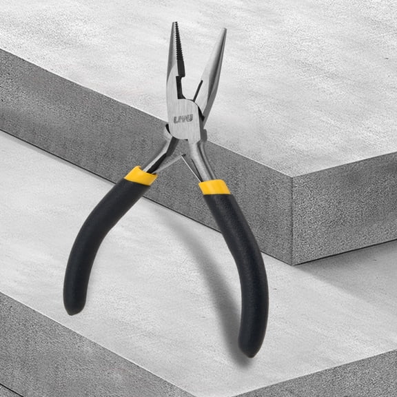 5" Mini Needle Nose Pliers - 125mm High Carbon Steel Serrated Jaw, Non-Slip Handle Spring Loaded Precision Tool for Jewelry, Electronics & Home Use