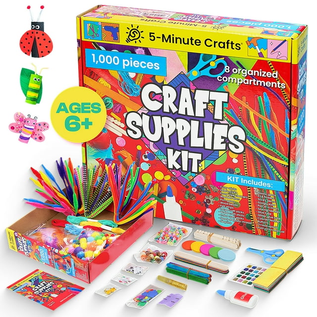 5-Minute Crafts - 1000pcs Kids Craft Supplies Complete Kit Ages 6+ as ...