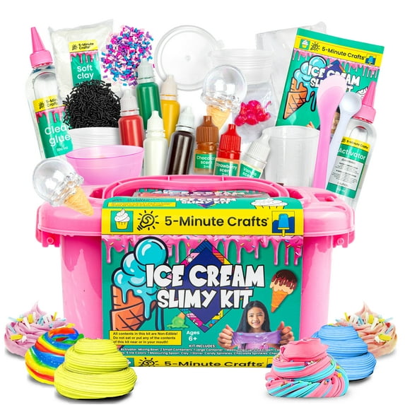 5-Minute Crafts Ice Cream Slime Kit Pretend Play Food Arts and Crafts Set for Kids Ages 6+ Non Toxic