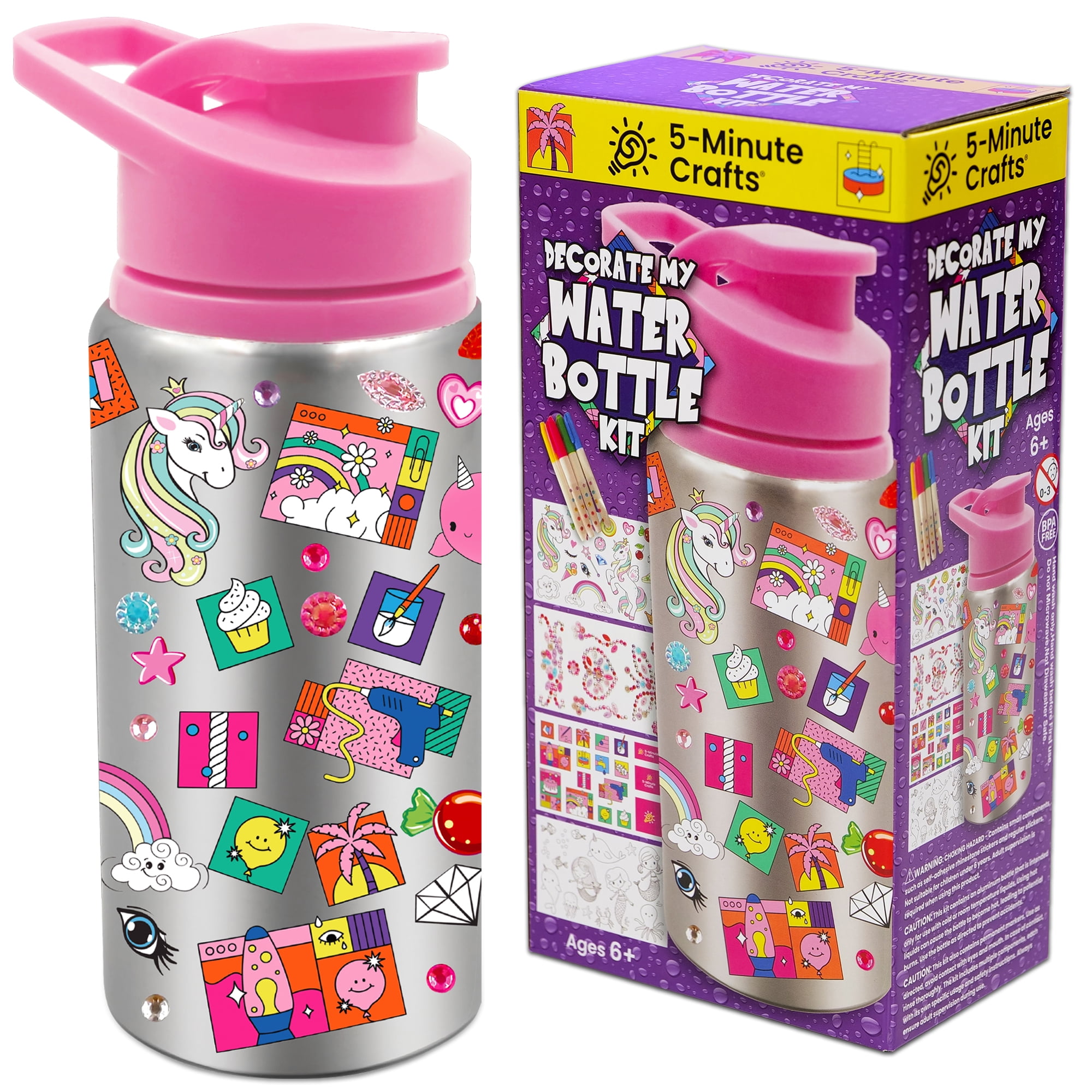 Decorate Your Own Water Bottles With Gem Art Stickers, Kids Arts Crafts Diy  Making Kit Birthday Gifts For Girls