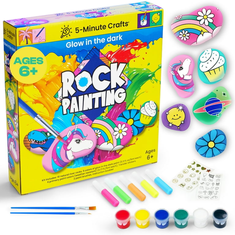 5-Minute Crafts - Rock Painting Stone Color Paint Kit for Kids Ages 6+ As  Seen on Social Media