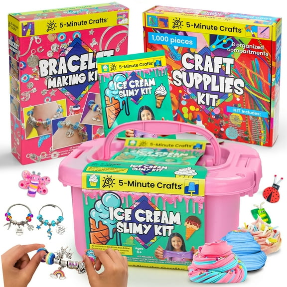 5-Minute Crafts Slime Kit 1000pc Crafts Kit Bracelet Kit Bundle