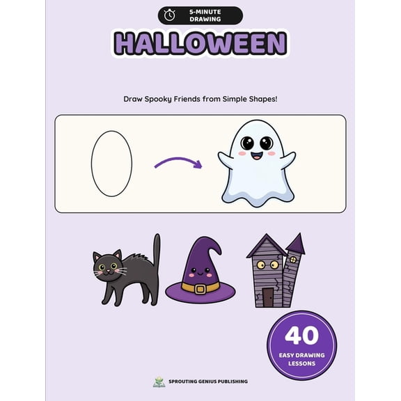 5-Minute Drawing 5 Minute Drawing: Halloween: 40 Easy Step-by-Step Drawing Lessons for Kids with Practice Pages and Creative Spooky Chall, (Paperback)
