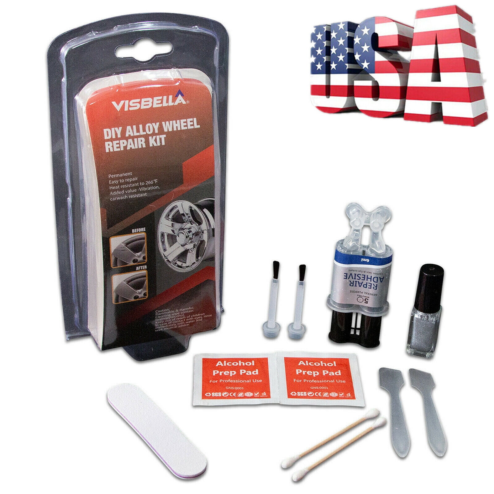 5 Minutes Car Wheel Rim Dent Scratch Care Kit Repair Adhesive Paint Fix ...