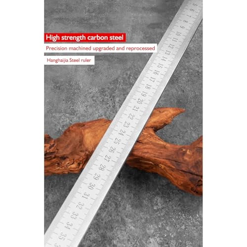 5 Mm Thick Manganese Steel Hardened Centimeter Inch Dual Scale Measuring Tool Ruler With Holster(Yellow Handle)