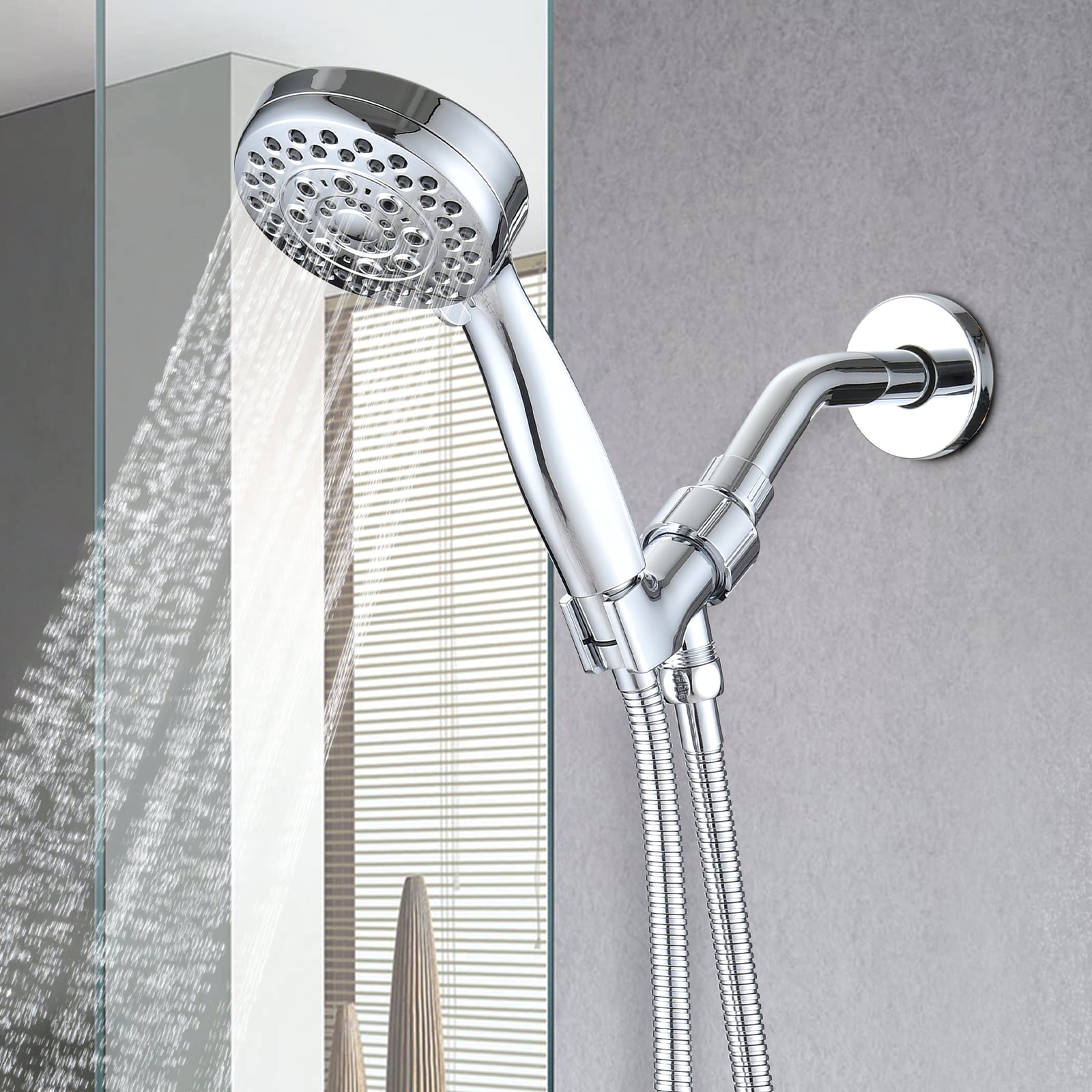 5 Mode Adjustable Settings Handheld Shower Head with Hose High Pressure ...