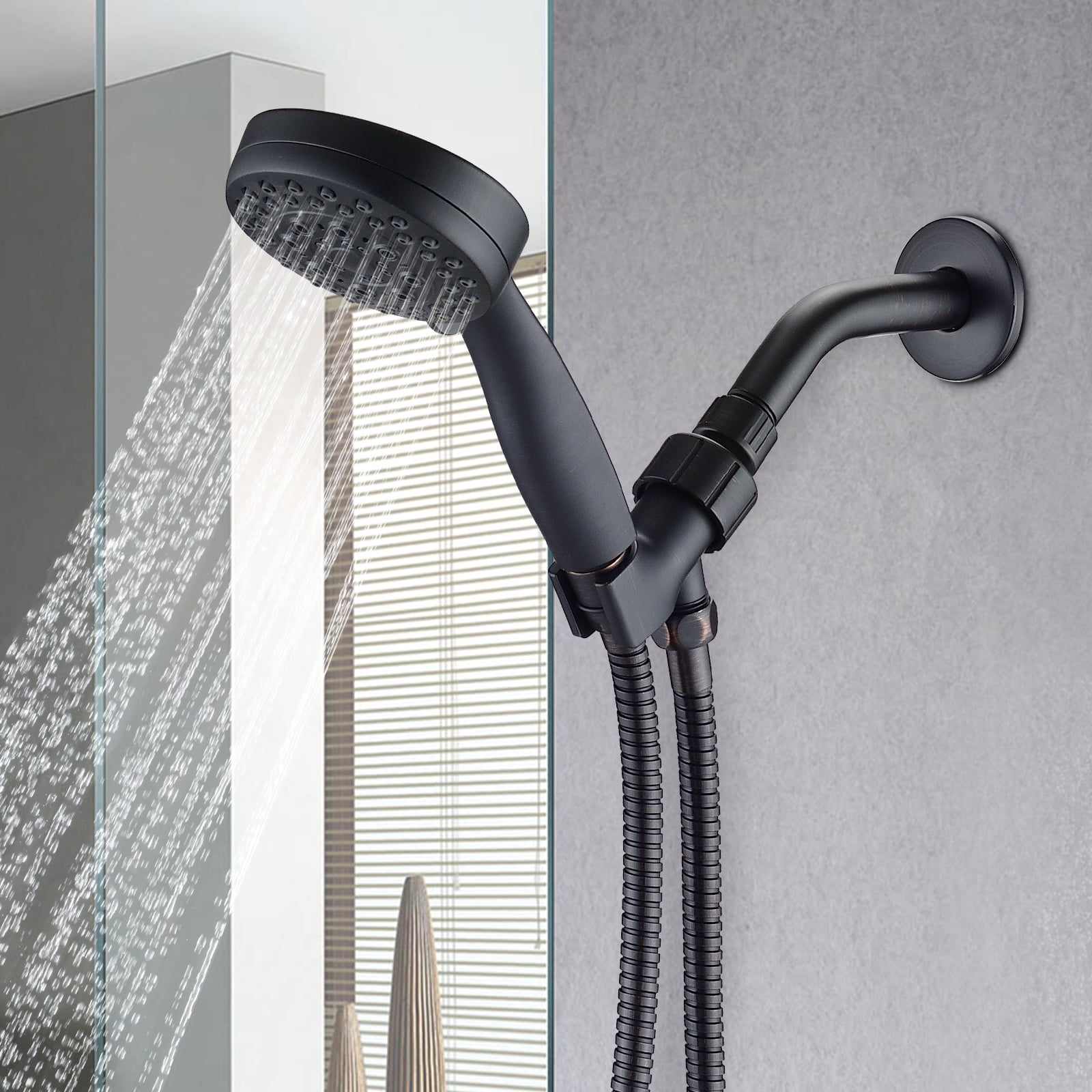 5 Mode Adjustable Settings Handheld Shower Head with Hose High Pressure ...