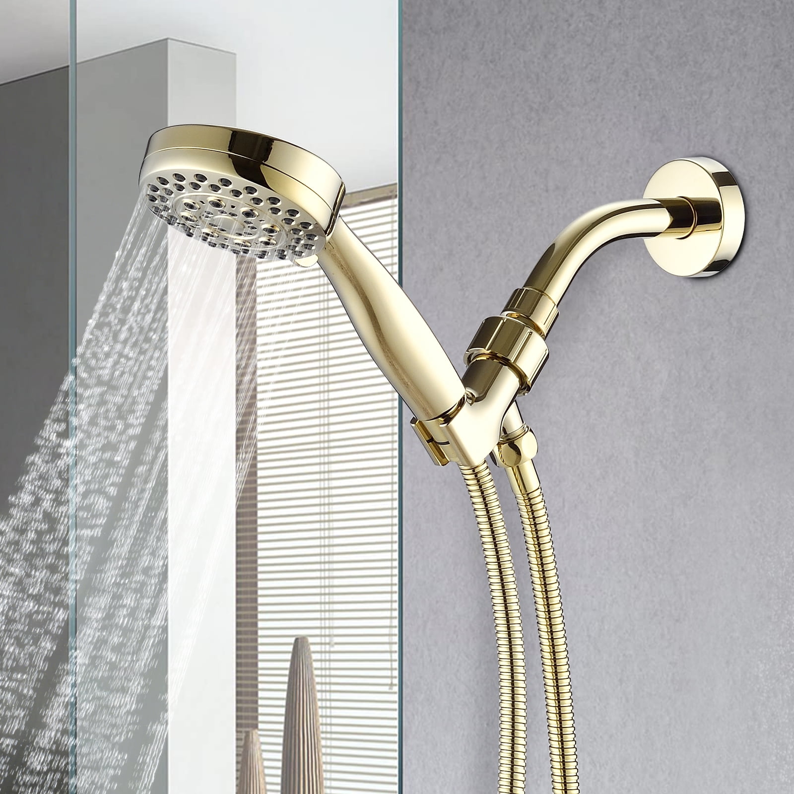 5 Mode Adjustable Settings Handheld Shower Head with Hose High Pressure ...