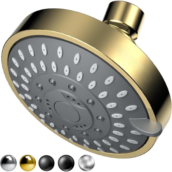 5-Mode High Pressure Shower Head - The Washington Post, NBC News, Today TV Show Recommended - High Flow Fixed Showerheads (4 Inch Gold)