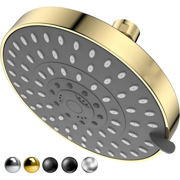 5-Mode High Pressure Shower Head - The Washington Post, NBC News, Today TV Show Recommended - High Flow Fixed Showerheads (6 Inch Gold)